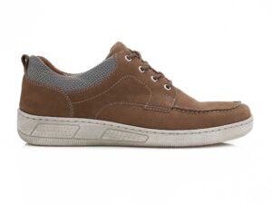 A right-hand side view of the Waldlaufer H-Tim, in Brown Suede.