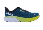 A right-hand side view of the HOKA Arahi 6, in Blue Graphite/Blue Coral.