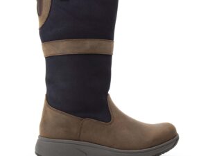 A right-hand side view of the Xsensible Cork Women, in Brown/Navy.