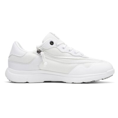 A right-hand side view of the Friendly Shoes Voyage, in White.