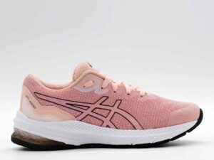 A right-hand side view of the Asics GT 1000 11 GS, in Frosted Rose/Deep Mars.