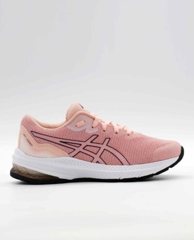A right-hand side view of the Asics GT 1000 11 GS, in Frosted Rose/Deep Mars.