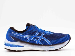 A right-hand side view of the Asics GT 2000 10, in Electric Blue/White.