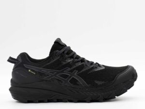A right-hand side view of the Asics Gel Trabuco 10 GTX, in Black/Carrier Grey.