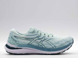 A right-hand side view of the Asics Gel Kayano 29, in Soothing Sea/Misty Pine.