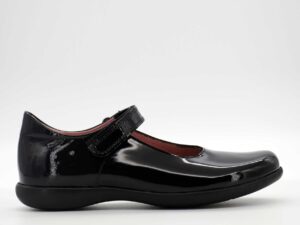 A right-hand side view of the Petasil Bea, in Black Patent.