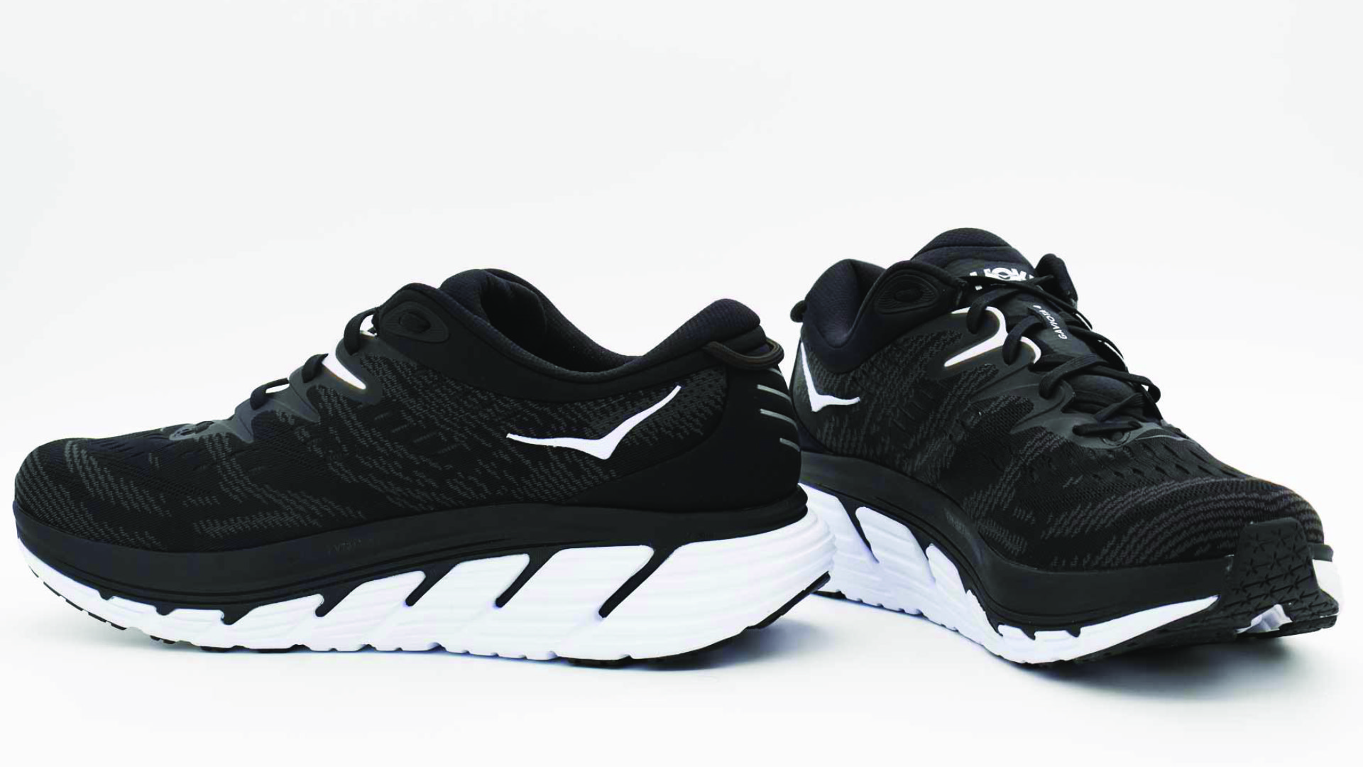 HOKA Gaviota 4 in black/white colourway - footwear that can help ease your achilles tendonitis pain. 