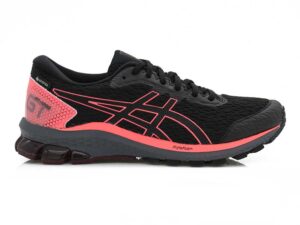 A side view of the Asics GT 1000 9 G-TX, in Black/Black.