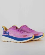 A group view of the HOKA Clifton 9, in Cyclamen/Sweet Lilac.