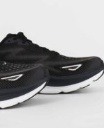 A close-up of the HOKA Clifton 9, in Black/White.