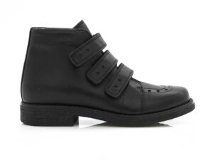 A side view of the Kinysi Molly Velcro, in Black.