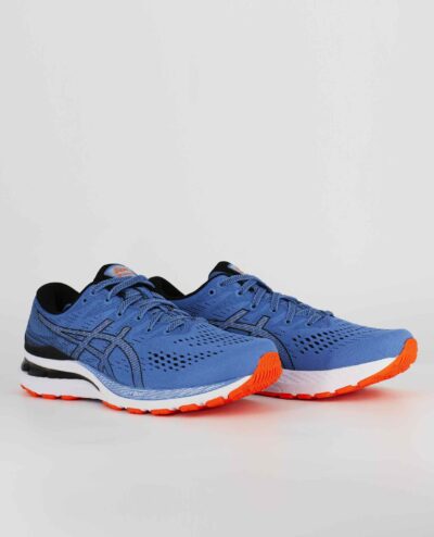 A group view of the Asics Gel Kayano 28, in Blue Harmony/Black.