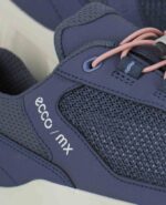 An extreme close-up of the Ecco Mx W, in Blue.