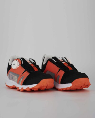 A group view of the Adidas Terrex Boa, in Core Black/Crystal White/Impact Orange.