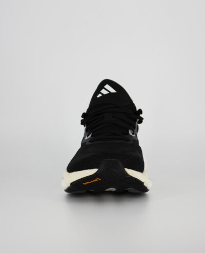 A front view of the Adidas Solarglide 6, in Core Black/Cloud White/Grey Two.