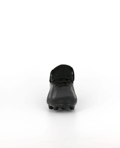 A front view of the Adidas X Crazyfast.3 Firm Ground, in Core Black/Core Black/Core Black.