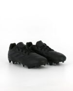 A pair of the Adidas Copa Pure.3 Firm Ground, in Core Black/Core Black/Core Black.