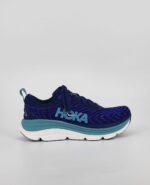 A side view of the HOKA Gaviota 5, in Bellwether Blue/Evening Sky.