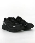 A twin view of the HOKA Clifton 9 GORE-TEX, in Black/Black.
