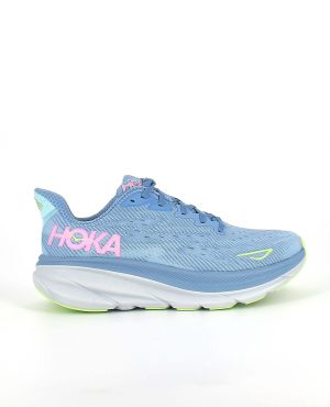 The side of the HOKA Clifton 9, in Dusk/Pink Twilight.
