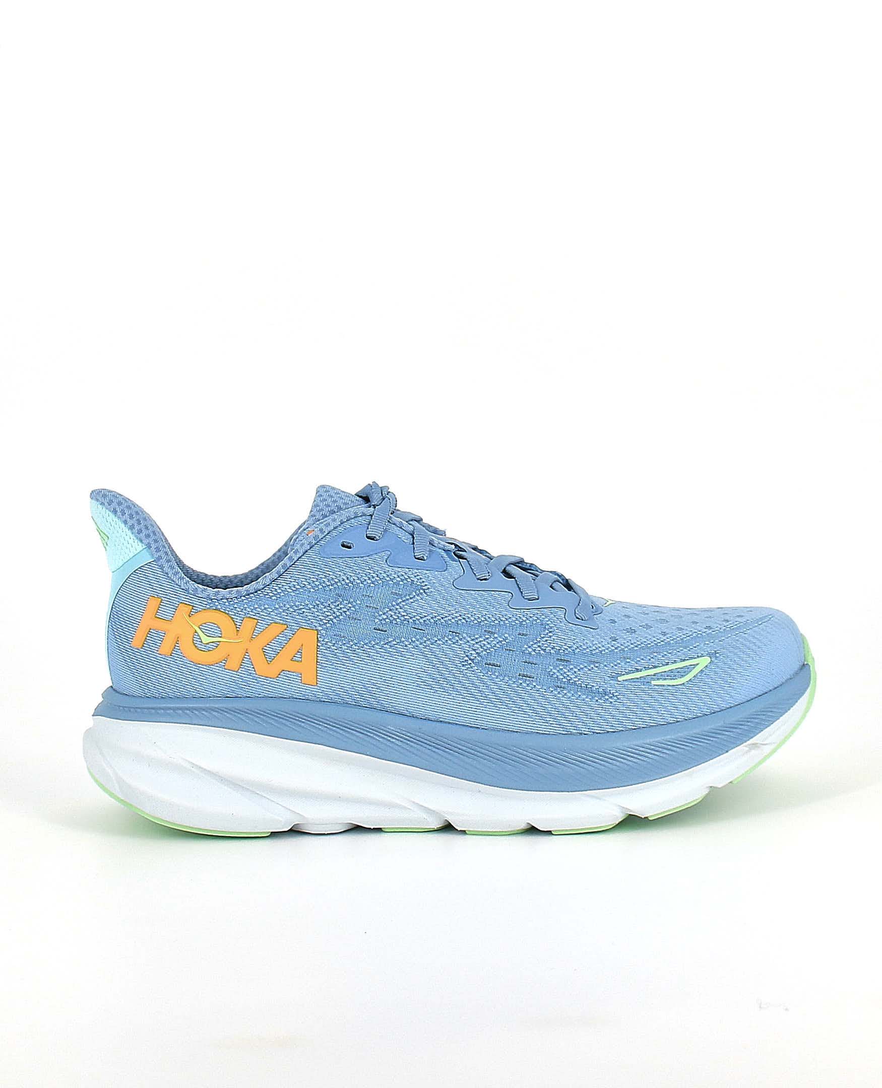 The side of the HOKA Clifton 9, in Dusk/Illusion.