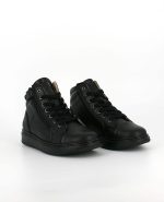 A pair of the Kinysi Phoenix 24, in Black Leather/Black Sole.
