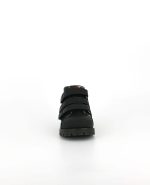 The front of the Kinysi Joe Velcro, in Black Leather/Scuff Toe.