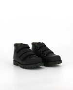 A pair of the Kinysi Joe Velcro, in Black Leather/Scuff Toe.