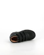 The top of the Kinysi Joe Velcro, in Black Leather/Scuff Toe.