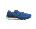 A right-hand side view of the Asics Gel Kayano 28, in Lake Drive/Black.