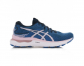 A right-hand side view of the Asics Gel Nimbus 24, in French Blue/Barely Rose.