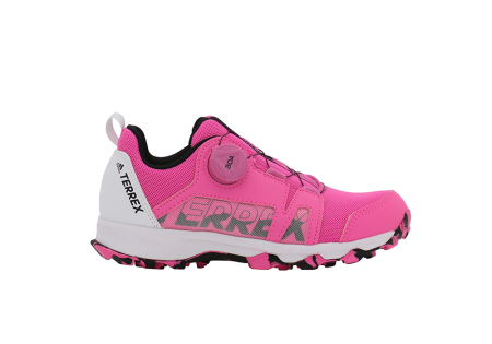 A right-hand side view of the Adidas Terrex Boa, in Screaming Pink/Core Black/Cloud White.