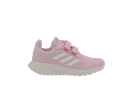 A right-hand side view of the Adidas Tensaur Run, in Clear Pink/Core White/Clear Pink.