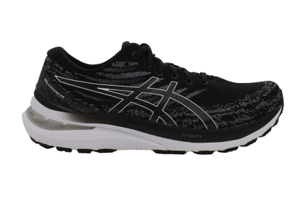 A right-hand side view of the Asics Gel Kayano 29, in Black/White.