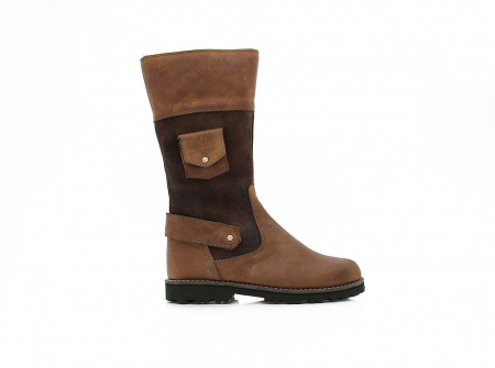 A right-hand side view of the Timberland Asphtr Long Boot, in Brown.