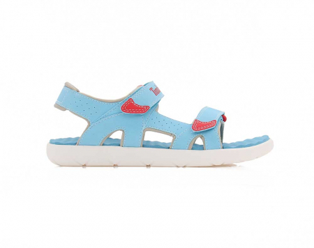 A right-hand side view of the Timberland Moss Jump, in Light Blue.