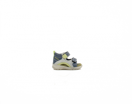 A right-hand side view of the Ecco Hide & Seek, in Denim Blue/Sha. White/Wild Lime.
