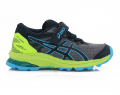 A right-hand side view of the Asics GT 1000 10 PS, in French Blue/Digital Aqua.