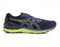A right-hand side view of the Asics Gel Nimbus 23, in Thunder Blue/Glow Yellow.