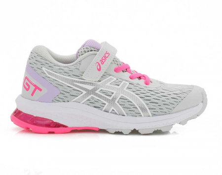A right-hand side view of the Asics GT 1000 9 PS, in Glacier Grey/Pure Silver.