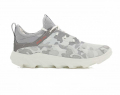 A right-hand side view of the Ecco Mx W, in White/Silver Grey.