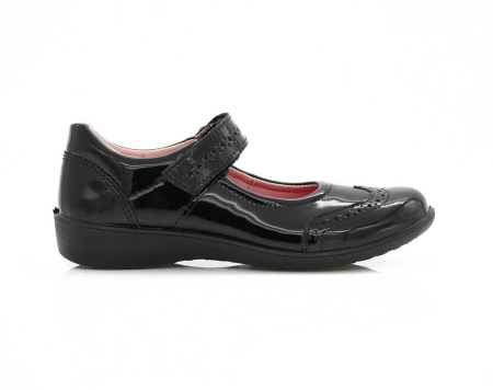 A right-hand side view of the Ricosta Beryl, in Black Patent.