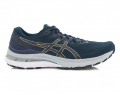 A right-hand side view of the Asics Gel Kayano 28, in French Blue/Thunder Blue.